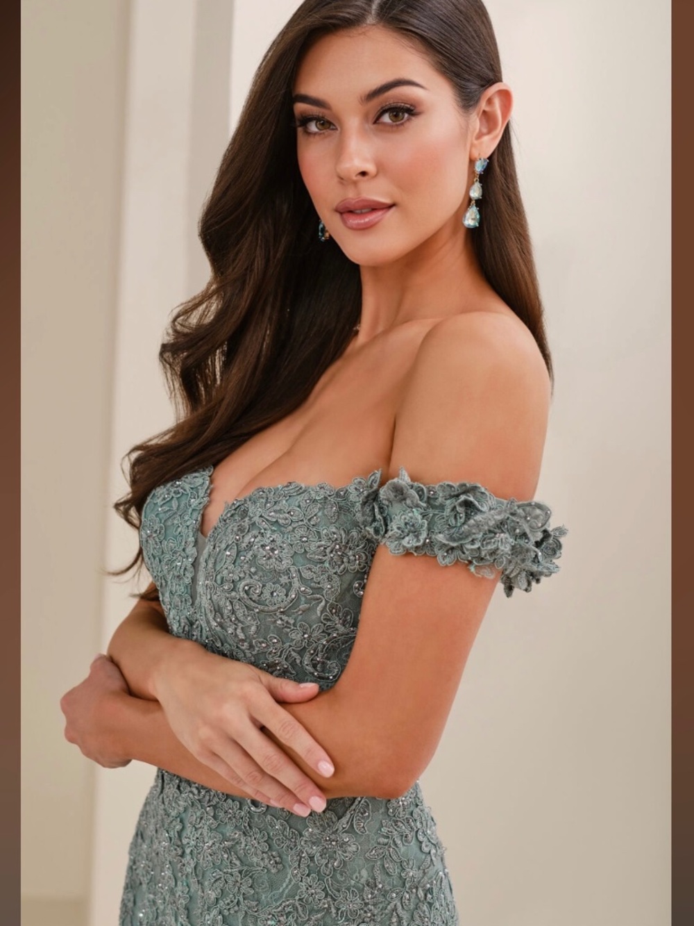 NWT Ivonne D Off-Shoulder Mother of the Bride/Groom Gown | Max Retail Elegance